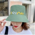 New fashion hat female summer simple letter embroidery fisherman hat outdoor travel beach sun hat