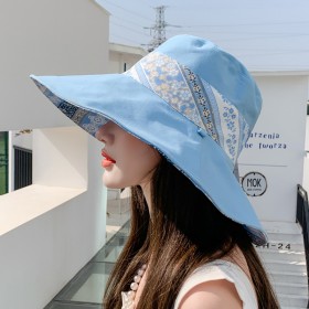 National wind summer ladies sun hat big eaves double-sided fisherman hat wild foldable sunscreen cloth hat
