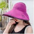 Letter embroidery smiley fisherman hat men and women sunscreen foldable empty top sun hat summer sun hat leisure