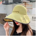 Letter embroidery smiley fisherman hat men and women sunscreen foldable empty top sun hat summer sun hat leisure