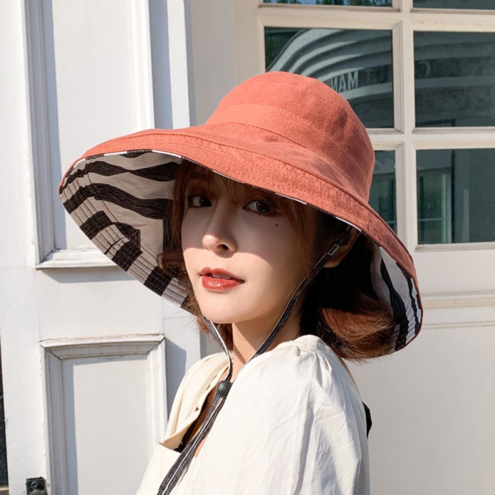 New summer double-sided color matching Dayan fisherman hat literary folding sunscreen sun hat female