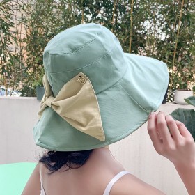 Fisherman hat female bow travel sunscreen big sun hat wild sun hat spring and autumn