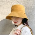 New literary ladies candy-colored fisherman hat solid color big brim hat spring and autumn foldable flat top hat