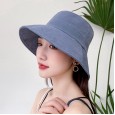 New literary ladies candy-colored fisherman hat solid color big brim hat spring and autumn foldable flat top hat