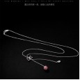 Fashion 925 Sterling Silver Bow Necklace Women's Belt Gemstone Double Pendant Give Gift Jewelry
