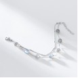925 Sterling Silver Moonstone Bracelet Mori Natural Bead Double Bracelet Girl Heart Bracelet