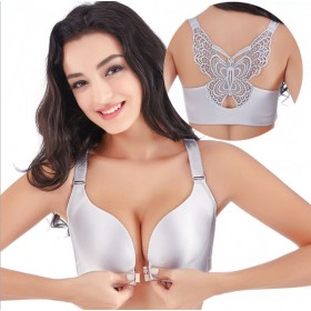 Front buckle no steel ring beautiful back large size fat MM smooth bra seamless sexy lingerie bra