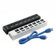 Practical desktop usb3.0 hub one minute seven port splitter independent switch with light usb plug extension connector