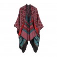 New ladies national style imitation cashmere square dot pattern Nepal shawl split lengthened cloak