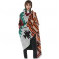 Hot new celebrity style geometry plus striped blanket to increase thick cape cloak