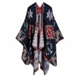 Autumn and winter scarf wild lattice ladies travel shawl imitation cashmere national wind split thickening cloak