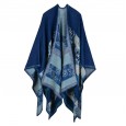 Autumn and winter scarf wild lattice ladies travel shawl imitation cashmere national wind split thickening cloak