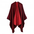 Solid color imitation cashmere wide open shawl warm monochrome cape plain cloak