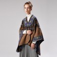 Women's new abstract pattern thickened split dual-purpose shawl hot cloak