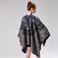 Women's new abstract pattern thickened split dual-purpose shawl hot cloak