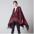 Cross plum fringe lengthened thickened imitation cashmere national wind travel split shawl scarf