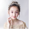 Children's Crown Headdress Princess Girls Crown Crystal Hairband Golden Frozen Aisha Girl Birthday Hair Accessories