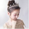Children's Crown Headdress Princess Girls Crown Crystal Hairband Golden Frozen Aisha Girl Birthday Hair Accessories