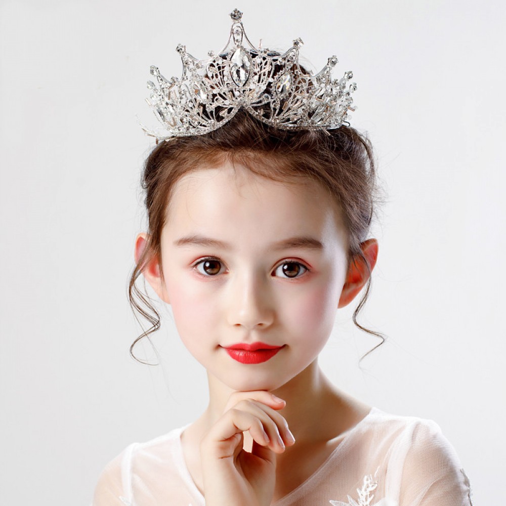 Children's Crown Headdress Princess Girls Crown Crystal Headband Golden Frozen Girl Birthday Cake Decoration