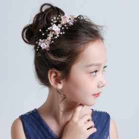 Children's pink hairpin rhinestone headdress princess crown female baby birthday hair accessories girls dress performance costumes