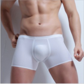 Men's body-shaping breathable ice silk seamless boxer pants solid color low waist sweat-absorbent green men's belly shaping underwear