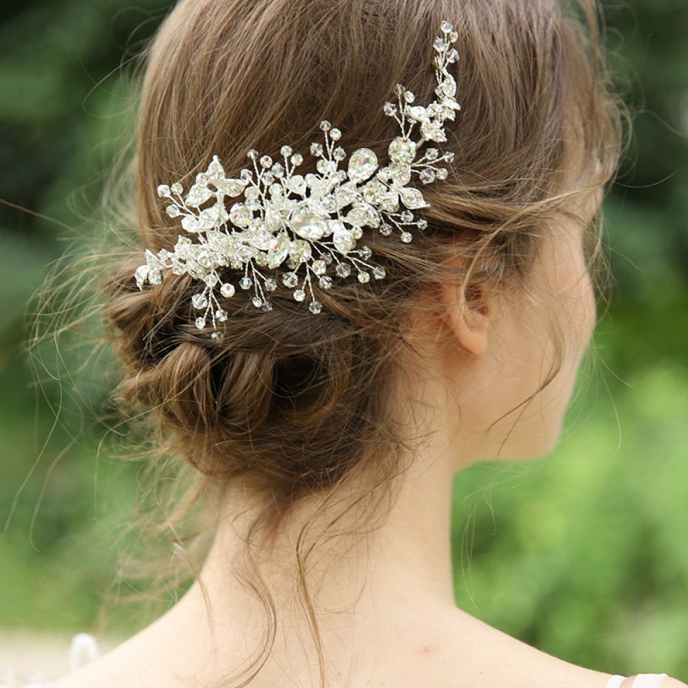 J6163 bridal headdress rhinestone hairpin wedding side clip handmade wedding jewelry design hair accessories new