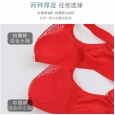 New product front buckle no steel ring large size bra lace cross beautiful back underwear women gathered adjustable thin bra