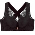 New product front buckle no steel ring large size bra lace cross beautiful back underwear women gathered adjustable thin bra