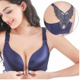 New front buckle without steel ring large size bra fat MM big cup seamless beauty back adjustment type sexy gathering underwear