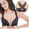 New front buckle without steel ring large size bra fat MM big cup seamless beauty back adjustment type sexy gathering underwear