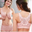 New product front buckle rose beauty back large size bra set big chest was small gathered underwear female top adjustment bra