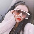 New fashion oversized frame Siamese sunglasses female trend round face windshield men sunglasses S9049