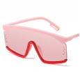 New fashion oversized frame Siamese sunglasses female trend round face windshield men sunglasses S9049