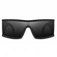 The new one-piece big square sunglasses female tide personality steel ball punk sunglasses glasses men S9051