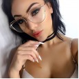 New personality glasses frame female metal frame street shooting flat mirror trend myopia glasses frame 5017