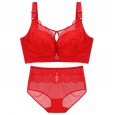 New lace-free steel ring sexy large size bra set thin section fat mm gather adjustment type underwear