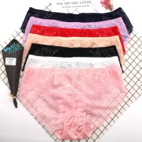 Plus size underwear ladies lace underwear sexy transparent oversize underwear briefs