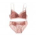High-end withered rose no trace no steel ring bra new thin section gathered comfortable sexy underwear set