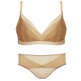 High-end withered rose no trace no steel ring bra new thin section gathered comfortable sexy underwear set