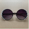 New ladies round fashion sunglasses trend temperament pearl embellished sunglasses metal frame sunglasses