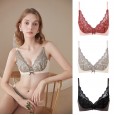 Thin sexy lace small chest gathered underwear no trace no steel ring beautiful back adjustment type young ladies bra