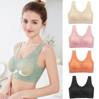 Thailand Latex 2.0 lace seamless underwear ladies sports vest large size sexy no steel ring sleep bra