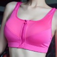 Large size front zipper sports bra without steel ring gathered yoga fitness shockproof running ladies underwear beauty vest