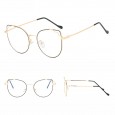 Tide metal cat eye flat mirror female retro Harajuku style myopia glasses frame student frame F8008