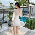 New swimsuit female cover belly slimming one-piece swimsuit small chest gathered conservative swimsuit hot spring swimsuit