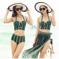 Swimsuit female new ladies swimwear sexy high waist bikini three-piece hot spring vacation swimsuit