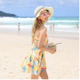 Swimsuit new one-piece skirt swimsuit female small chest gather sexy backless cover belly hot spring swimsuit
