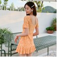 Swimsuit female new skirt-style one-piece swimsuit female conservative cover belly was thin small fragrance wind bubble hot spring swimsuit female
