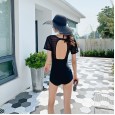 New one-piece swimsuit ladies conservative cover belly sexy backless bikini was thin hot spring swimwear