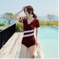 New triangle one-piece swimsuit female color matching sexy bikini swimsuit slim slimming sports swimsuit female